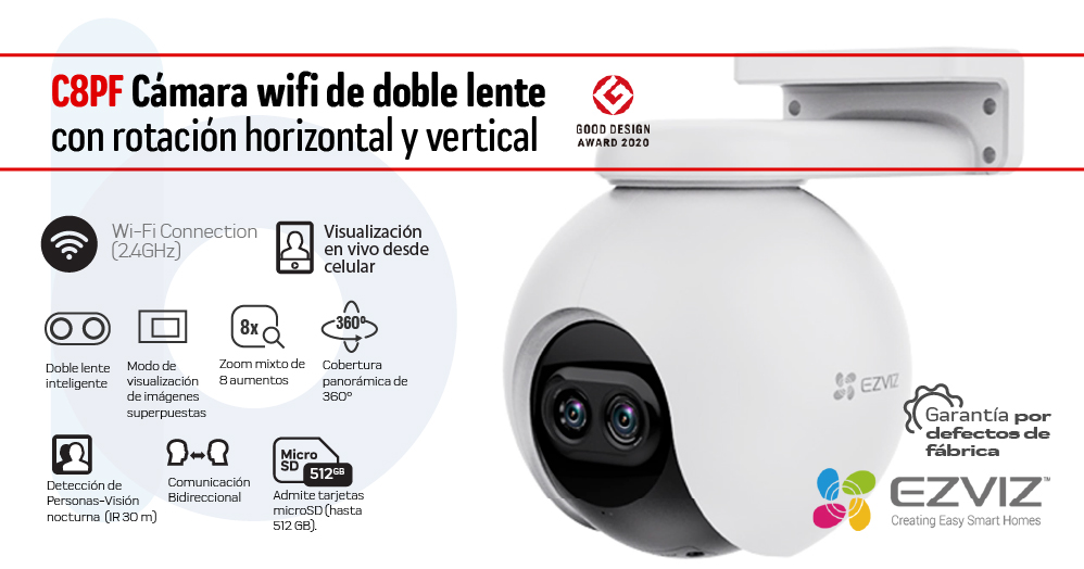 Cámara C8PF Wifi - Motorizad doble lentea Ezviz 1080p 360°