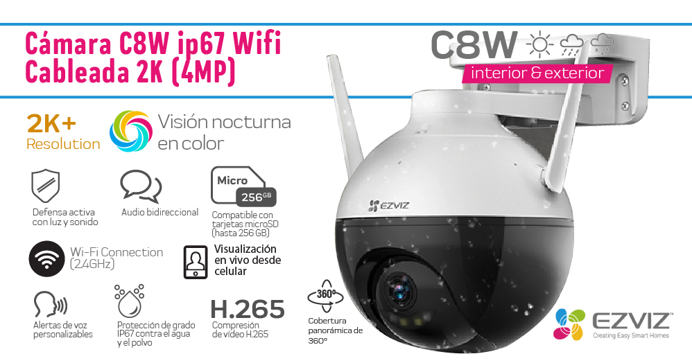 Cámara C8W Exterior - Motorizada Wifi 2K+ Resolución