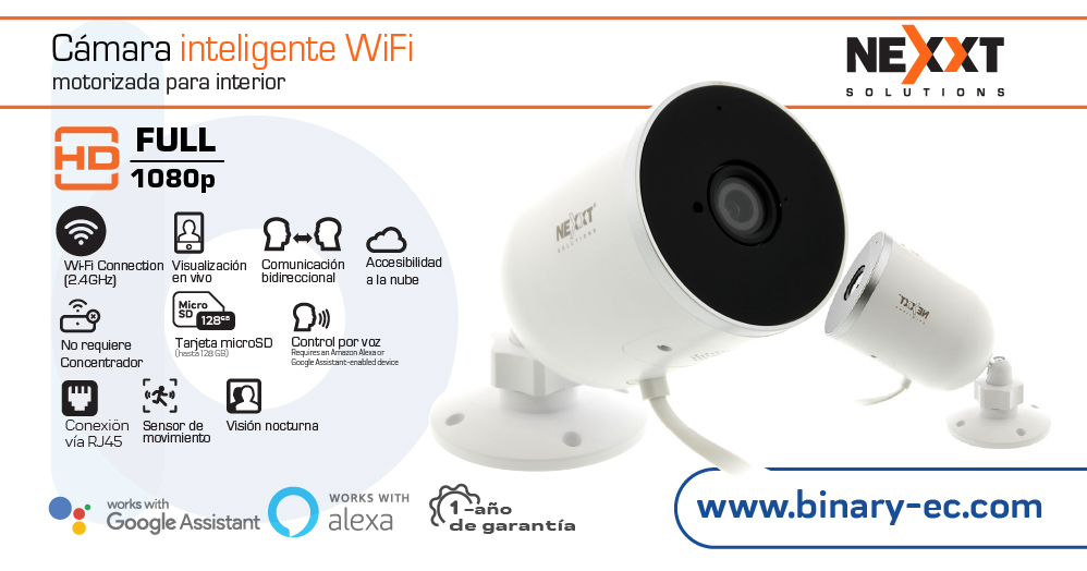 Cámara inteligente fija  para interior o exterior 1080p IP65 Nexxt