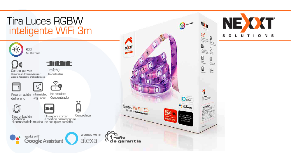 Extensión tira led RGB WiFi Nexxt 2m *Requiere Kit Esencial