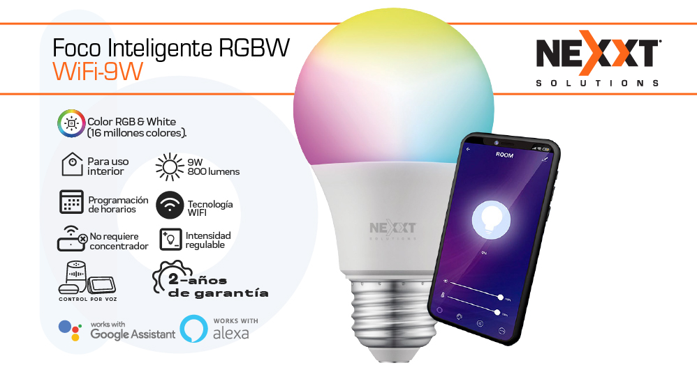 RGBW-Foco Inteligente Smart wifi led  Nexxt