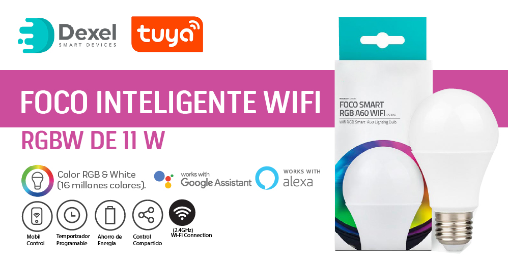 Foco Inteligente RGBW-Wifi Tuya Smart-11W- Audio Ritmico