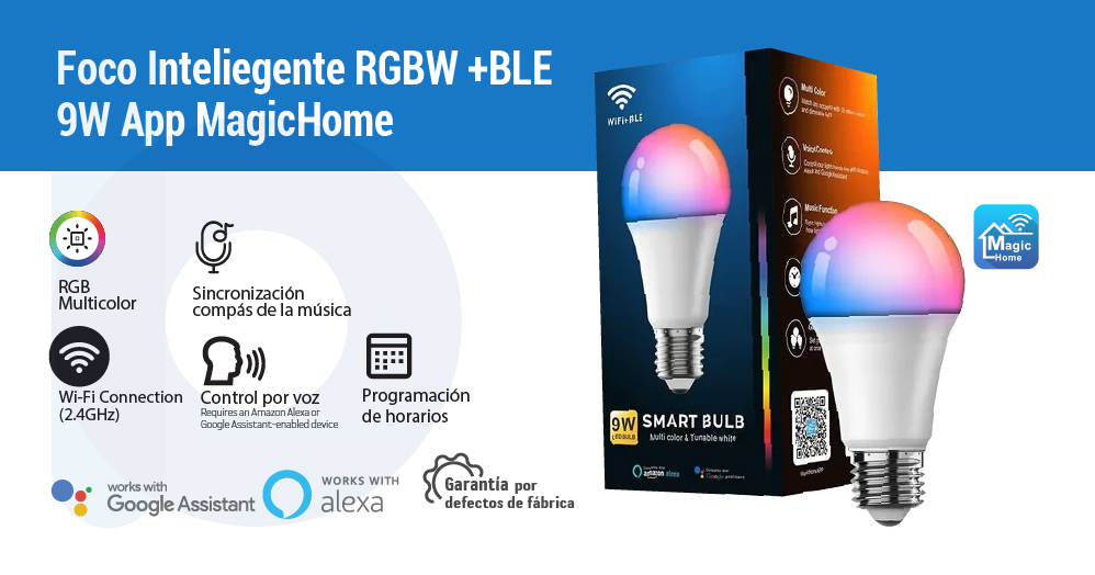 Foco Inteligente RGBW + BLE 9W App MagicHome