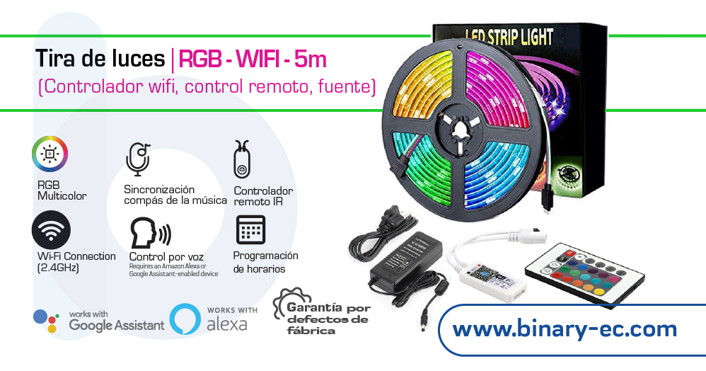 Tira luces RGB Inteligente 5m TechlifePro IP65 + Control